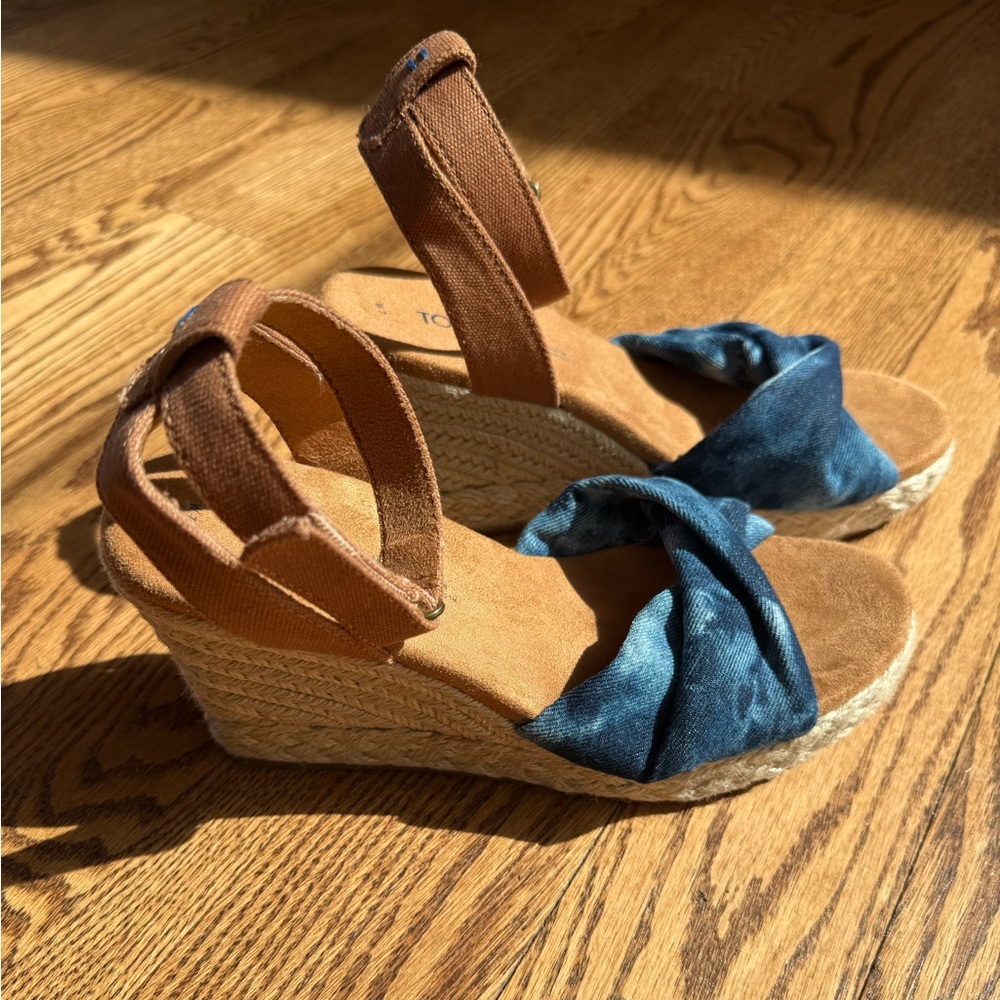 Toms Brown and Blue Espadrille Wedges
